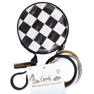 Goody x MacKenzie-Childs Blck Courtly Check Charm Hair Tie Set Zippered Case New